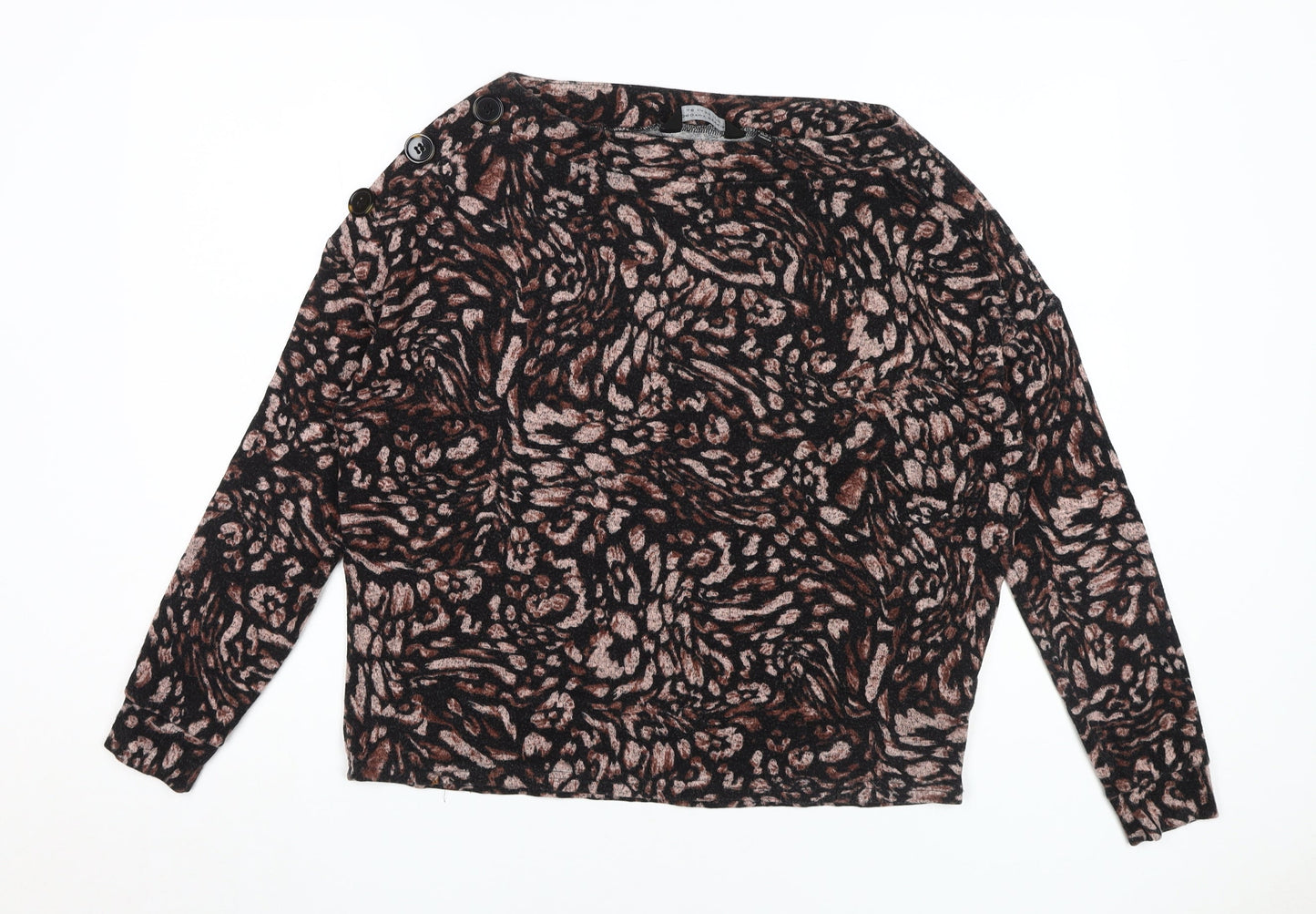 Dorothy Perkins Women's Black Animal Print Top Size 10