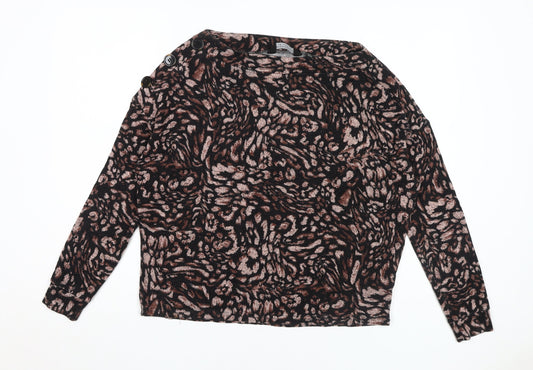 Dorothy Perkins Women's Black Animal Print Top Size 10