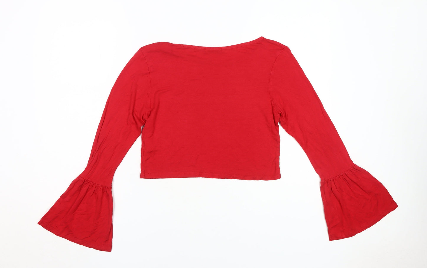 Pink Vanilla Women's Red Cropped Bell Sleeve Top