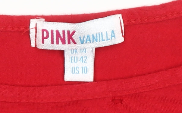 Pink Vanilla Women's Red Cropped Bell Sleeve Top