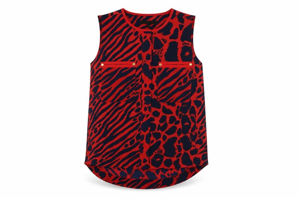 Next Women's Red Animal Print Sleeveless Blouse Size 10