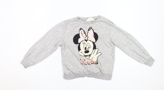 H&M Girls Grey Minnie Mouse Sweatshirt 7-8 Years