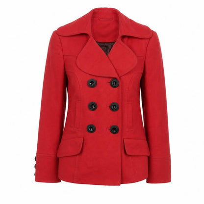 RJR.John Rocha Red Petite Pea Coat Women's Size 10