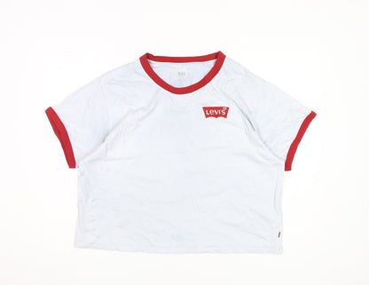 Levi's Women's White T-Shirt, Size L, Ringer Style