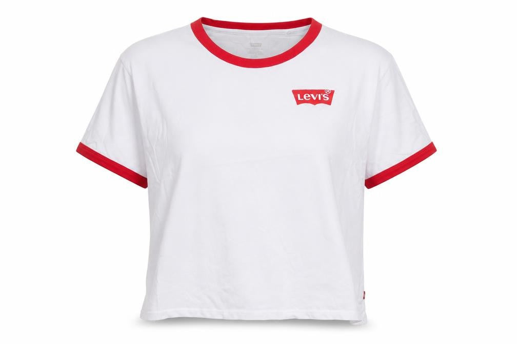 Levi's Women's White T-Shirt, Size L, Ringer Style