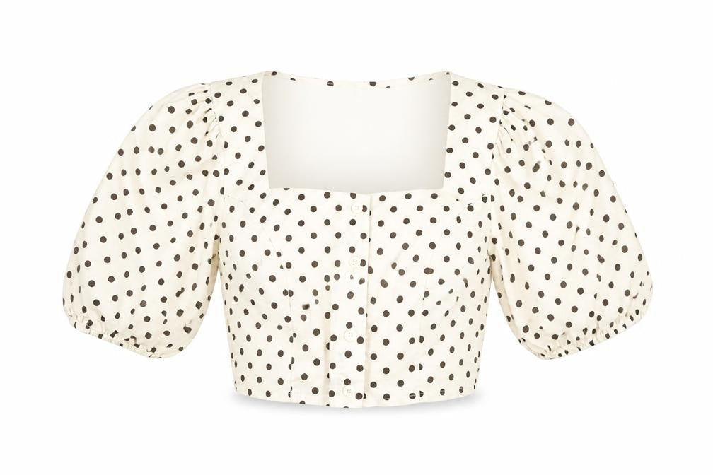 Boohoo Women's Ivory Polka Dot Puff Sleeve Blouse