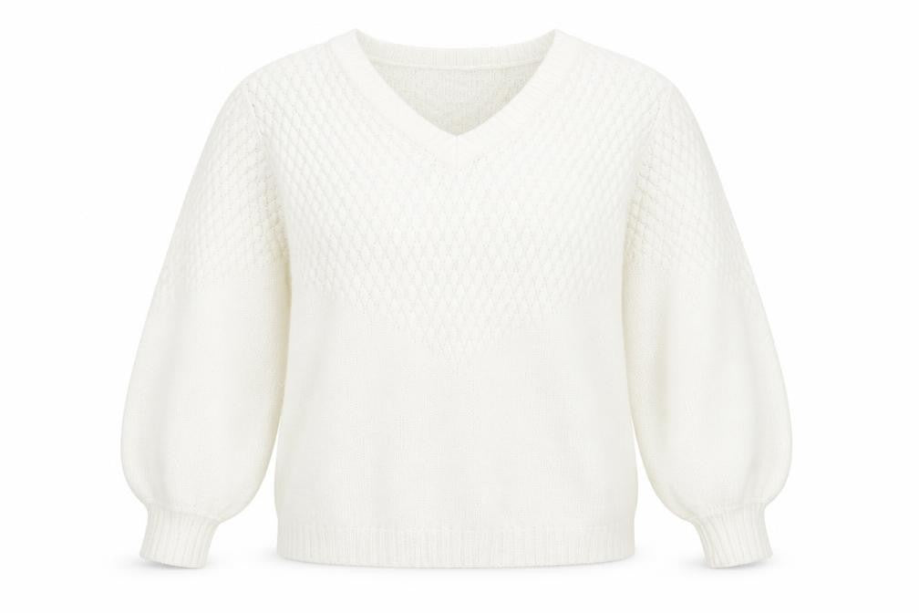 Damart Women's White V-Neck Jumper XL