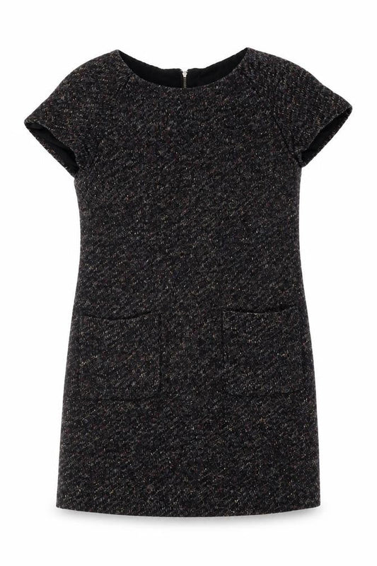 Jigsaw Women's Black Wool Blend Short Sleeve Shift Dress