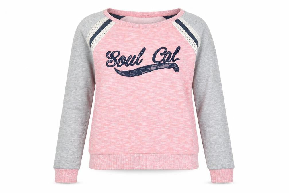 SoulCal & Co Women's Pink & Grey Pullover Sweatshirt Size 10