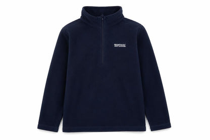 Front view of Regatta boys’ blue fleece 1/4 zip sweatshirt, size 13, years