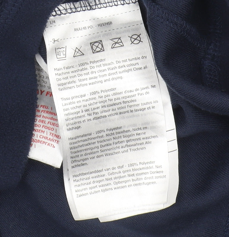 Close-up detail of Regatta boys’ blue fleece 1/4 zip sweatshirt, size 13, years