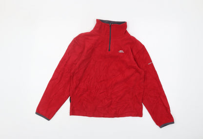 Additional front view of Trespass boys’ red fleece sweatshirt 11-12 yrs pullover style