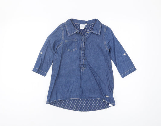 Jasper Conran Junior Girls Blue Cotton Blouse 4-5 Years