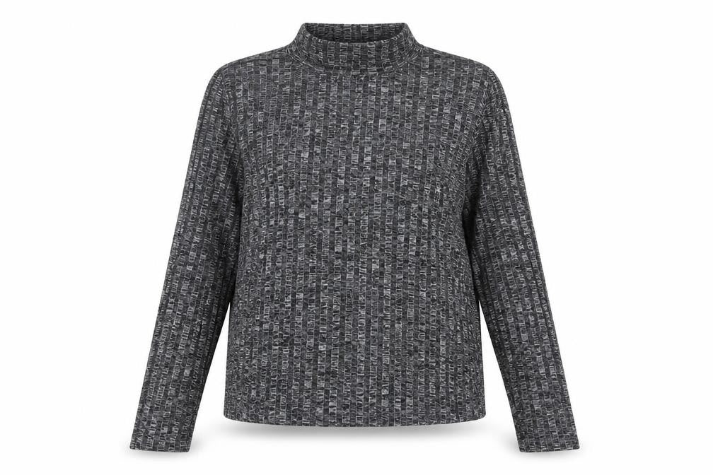 Whistles Women's Grey Basic Long Sleeve High Neck Top