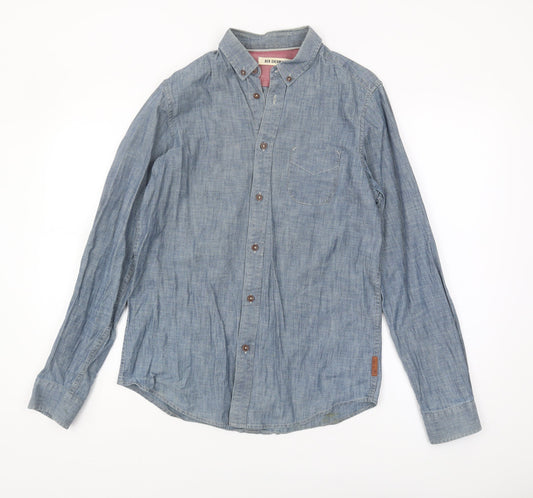 Ben Sherman Men's Blue Cotton Chambray Shirt S