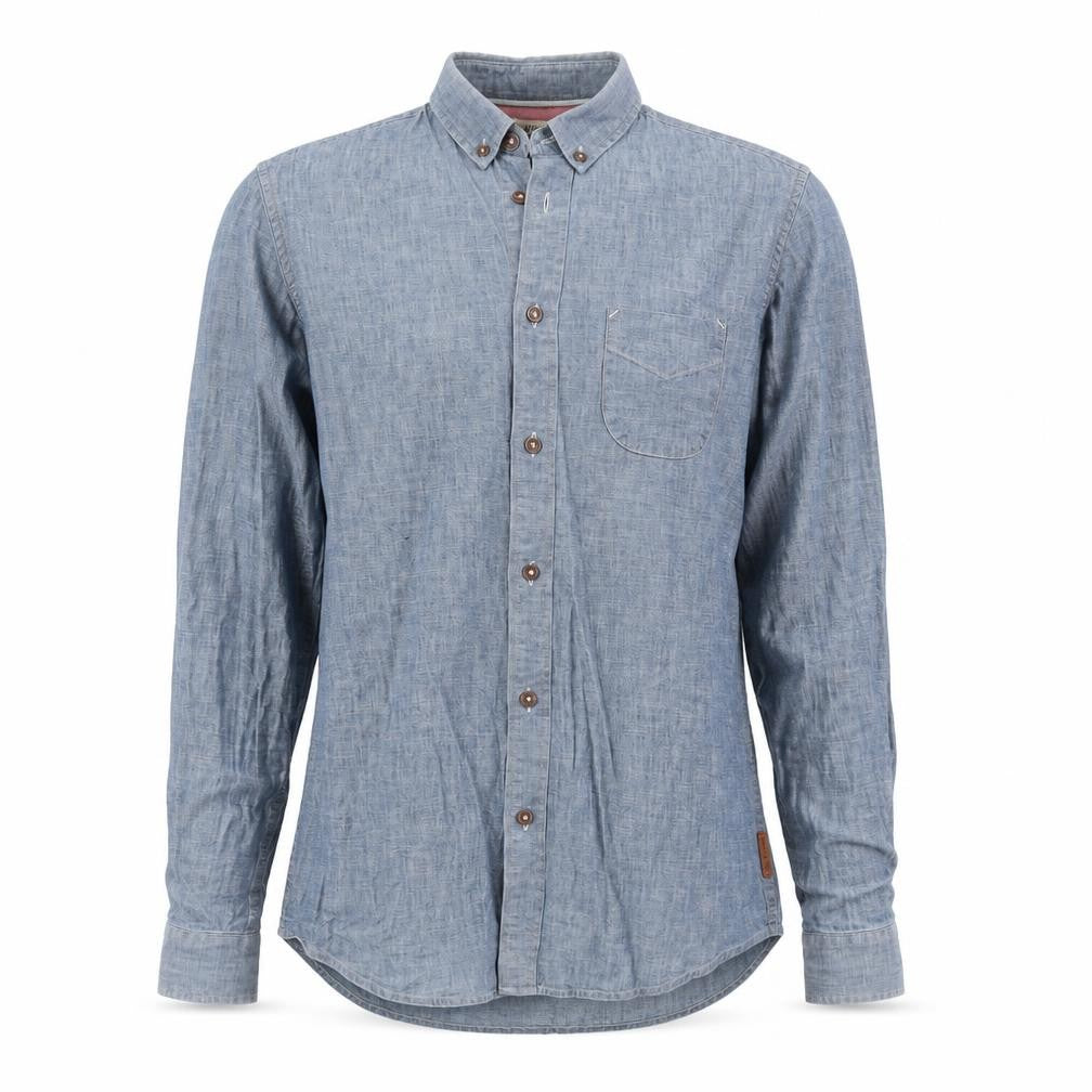 Ben Sherman Men's Blue Cotton Chambray Shirt S