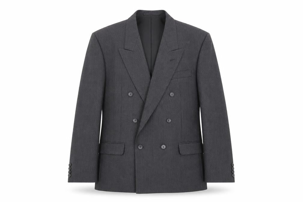 Centaur Men’s Grey Double-Breasted Wool Blazer 44R