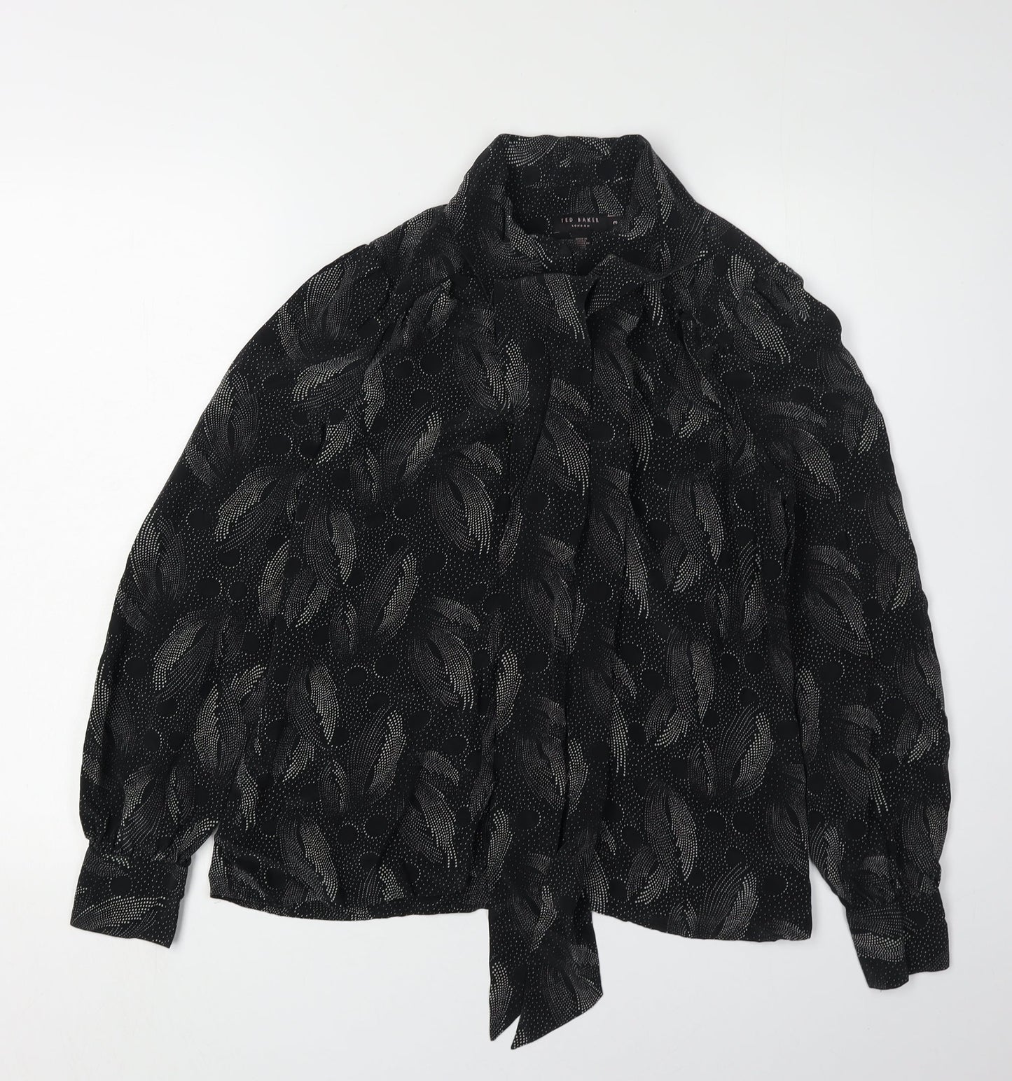 Ted Baker Womens Black Silk Collared Blouse M