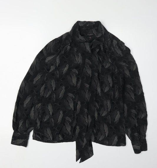 Ted Baker Womens Black Silk Collared Blouse M