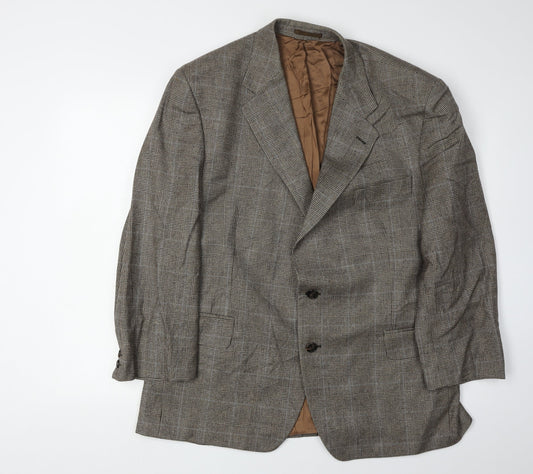 Lester Bowden Men's Brown Check Blazer Size 46S
