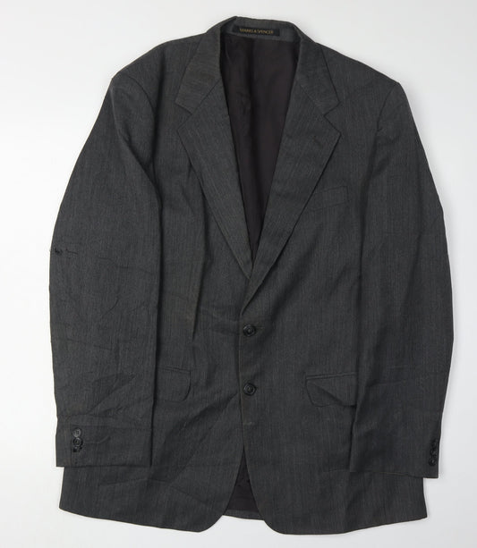 Marks and Spencer Men's Grey Single-Breasted Blazer 40L