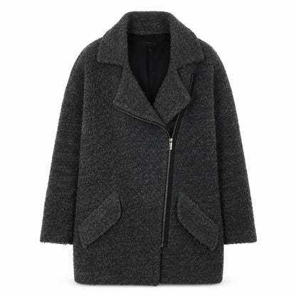 Mango Womens Grey Wool Overcoat Size S Casual Zip