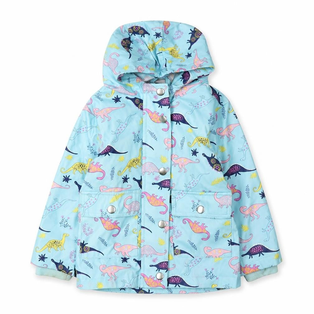 Lily & Dan Girls Blue Dinosaur Rain Jacket, Age 2