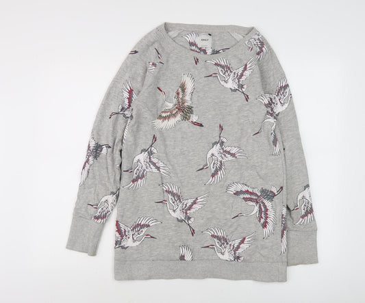 ONLY Women's Grey Animal Print Pullover Sweatshirt - S