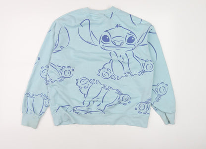 Preloved Disney Women's Blue Stitch Sweatshirt Size 10 - Back
