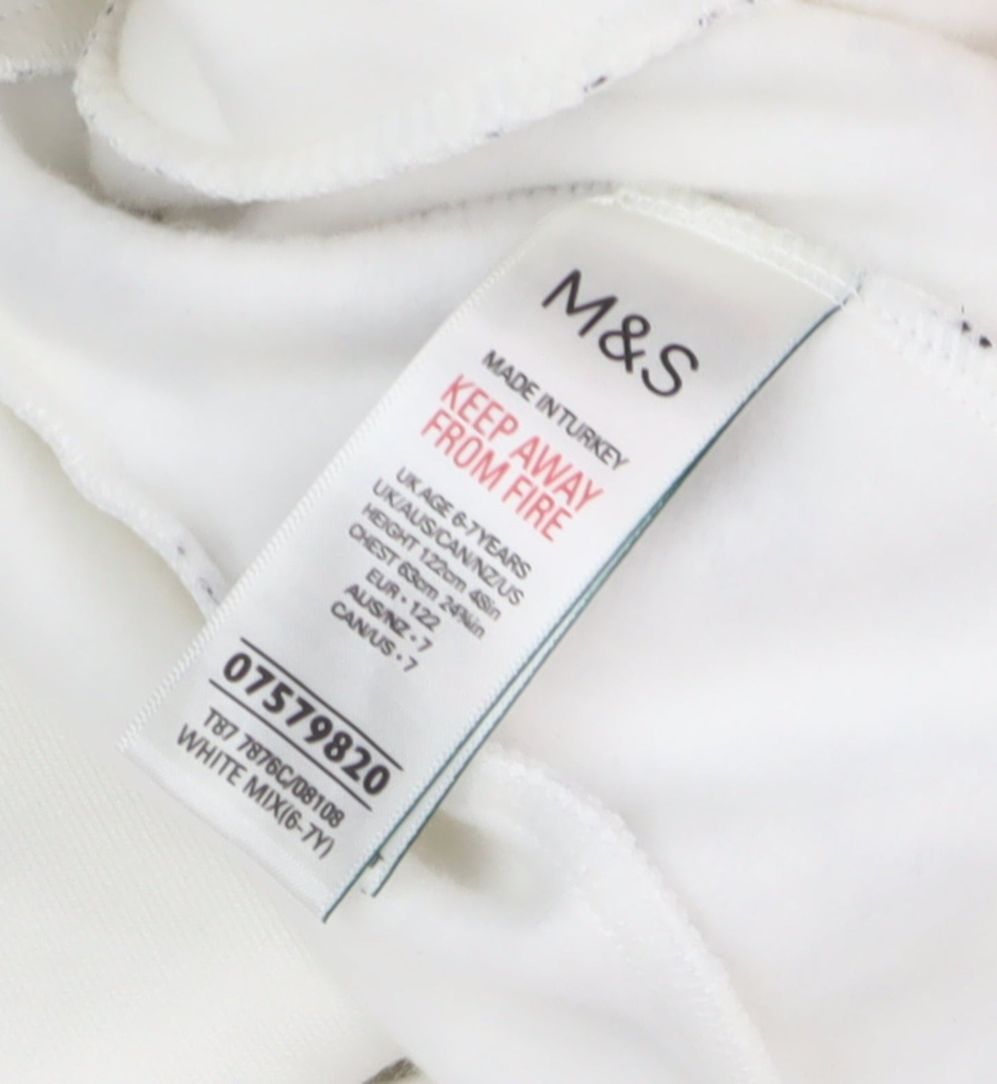 Marks and Spencer Girls White Hoodie, 6 Years, Graphic Print