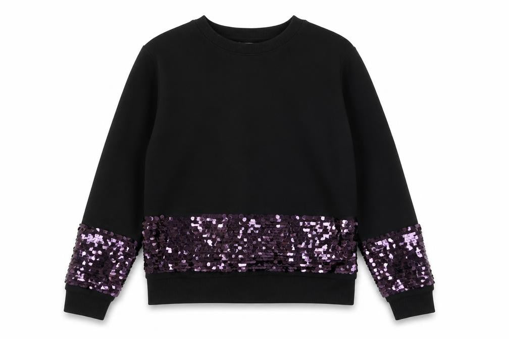 Warehouse Women's Black Sequin Sweatshirt, S