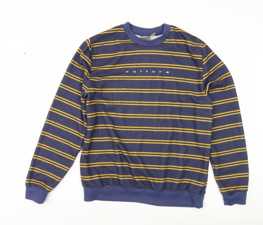 ASOS Men's Blue Striped Pullover Sweatshirt M