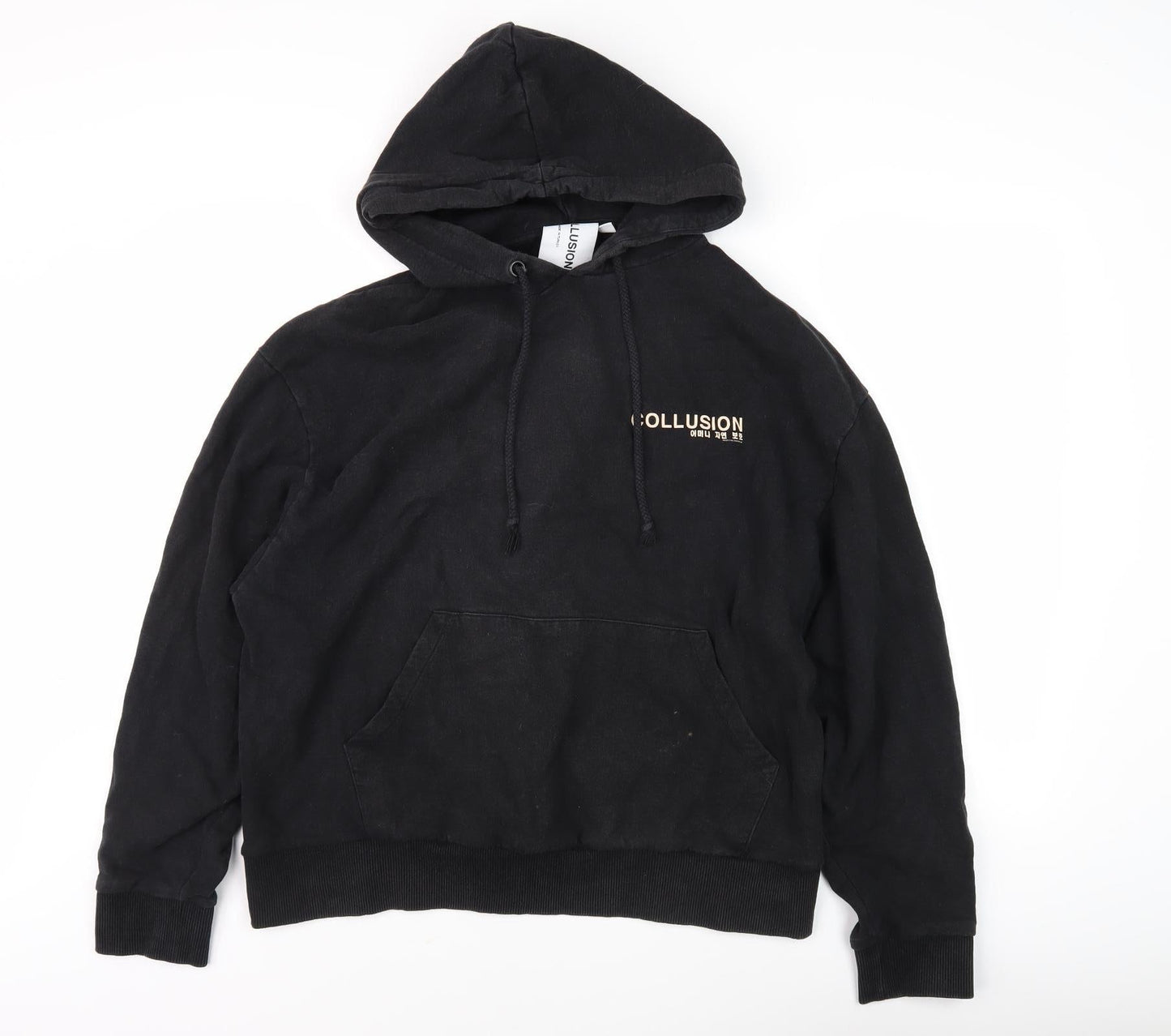 Collusion Unisex Black Graphic M Hoodie Pullover