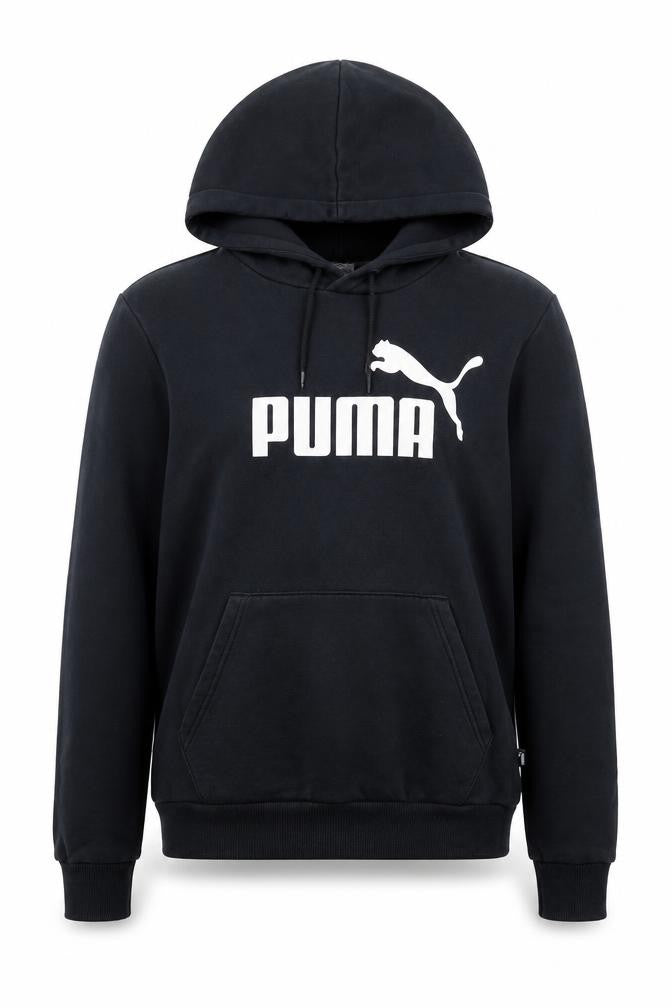 Puma Unisex Black Pullover Hoodie, Size S, Logo Accent