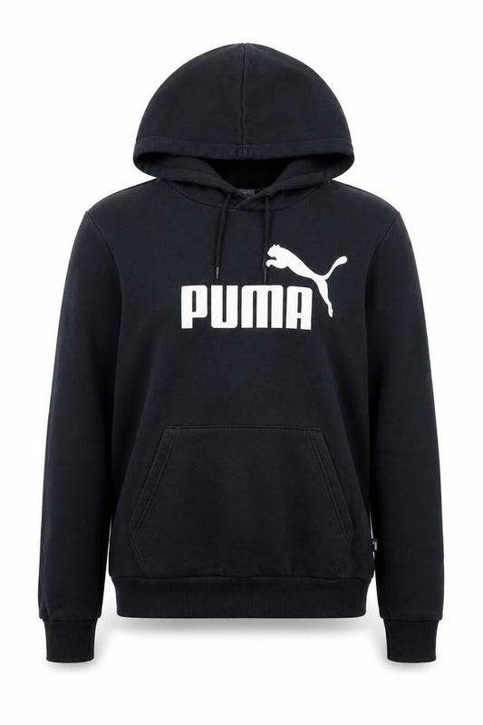 Puma Unisex Black Pullover Hoodie, Size S, Logo Accent
