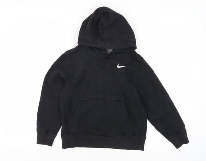 Additional front view of Nike boys’ black pullover hoodie -, size S, logo, casual