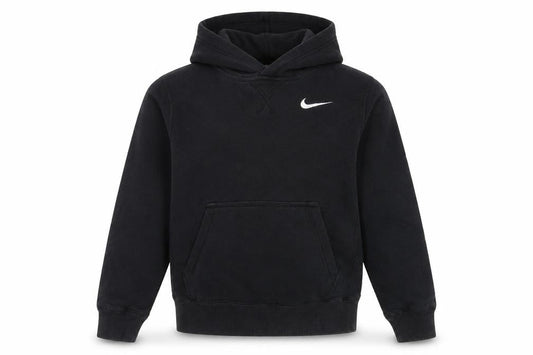 Front view of Nike boys’ black pullover hoodie -, size S, logo, casual