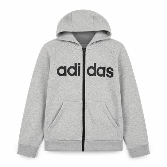 Adidas Boys Grey Full Zip Hoodie 16 Years - Sporty Comfort