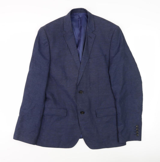 Marks and Spencer Men's Blue Wool Blazer - Size 40R