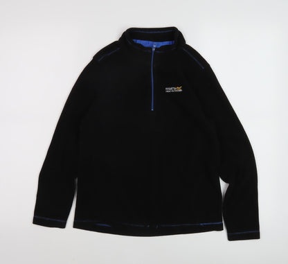 Additional front view of Regatta boys’ black 1/2 zip sweatshirt 11-12 years outdoor