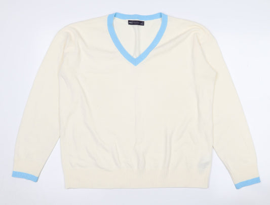 Marks and Spencer Women's Ivory V-Neck Pullover Jumper Size 14