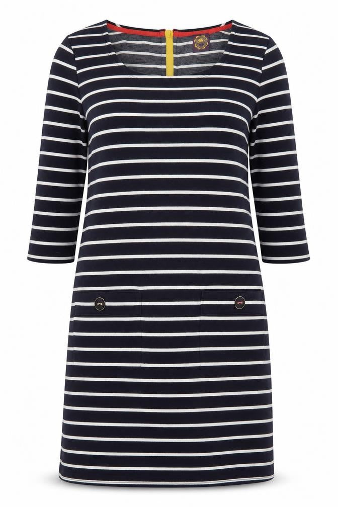 Joules Women's Black Striped Shift Dress Size 10