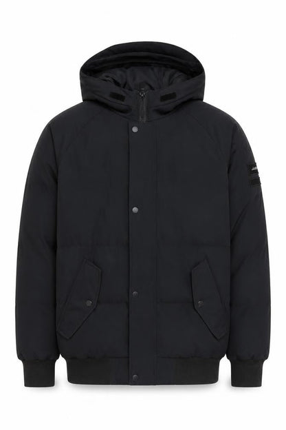 JamesonCarter Men's Black Puffer Jacket L Hooded