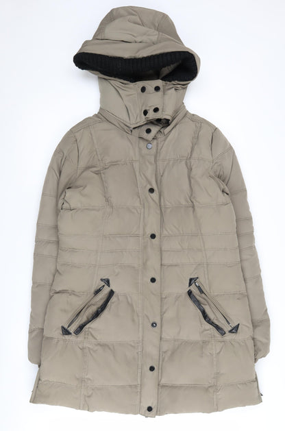 Mango Beige Hooded Puffer Jacket Women's Size 12