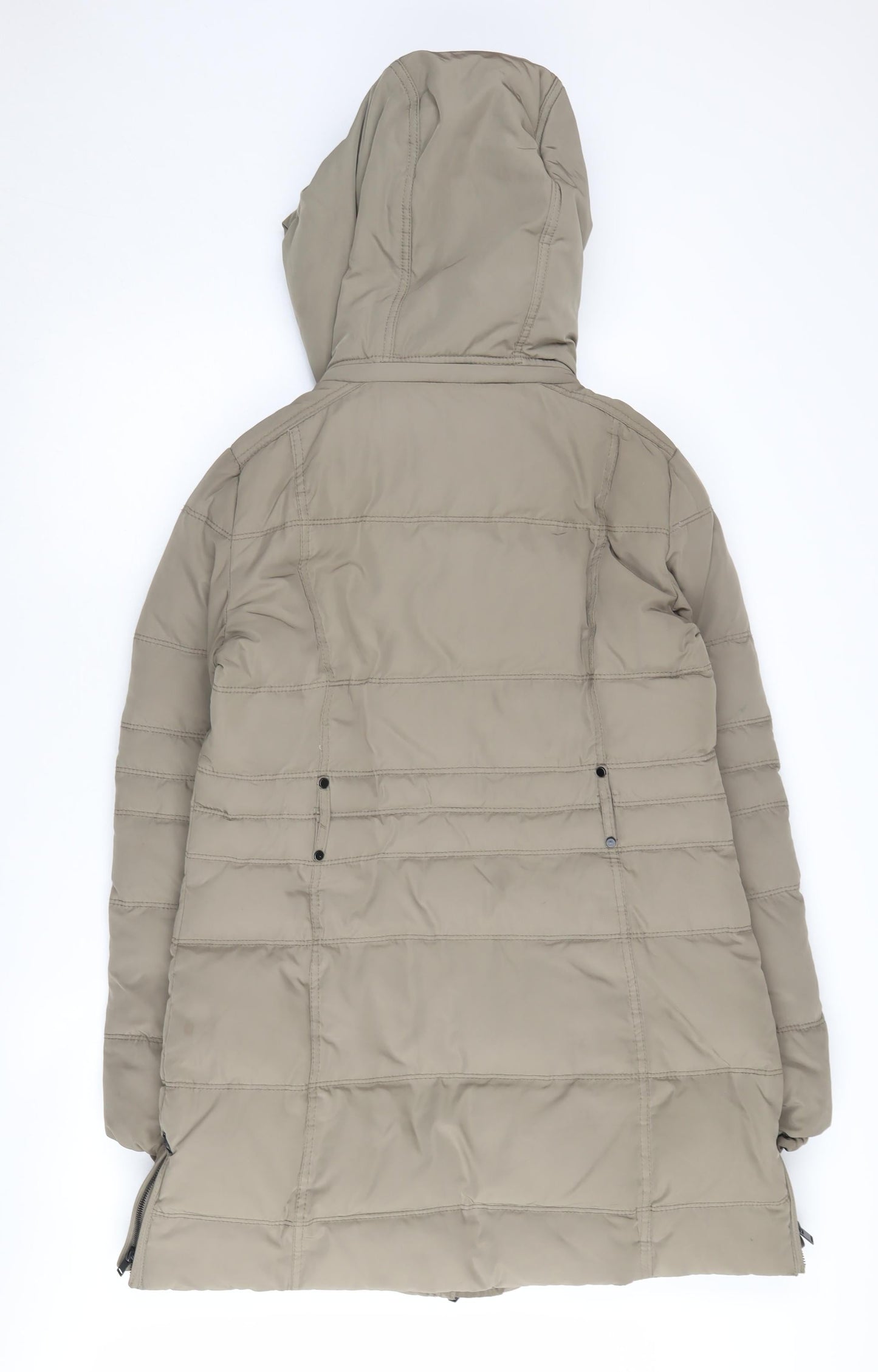 Mango Beige Hooded Puffer Jacket Women's Size 12