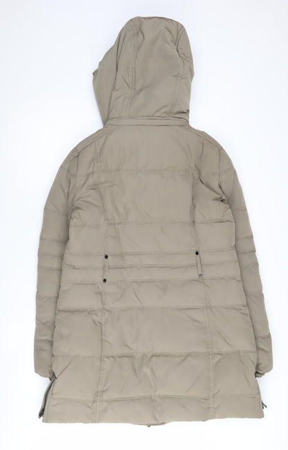 Mango Beige Hooded Puffer Jacket Women's Size 12