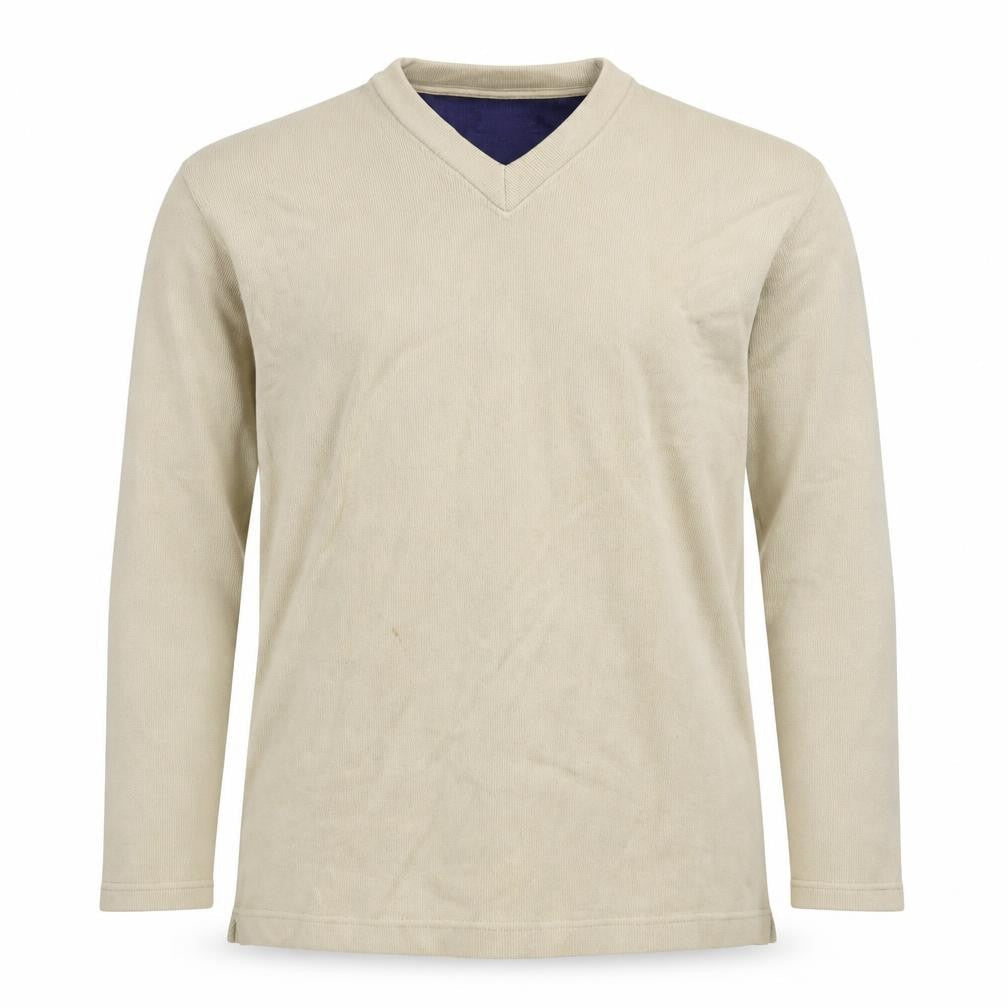 New Classics Men Beige V-Neck Pullover L Cotton Jumper