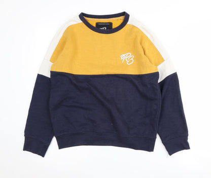 Additional front view of Ripstop boys’ yellow colourblock pullover sweatshirt l
