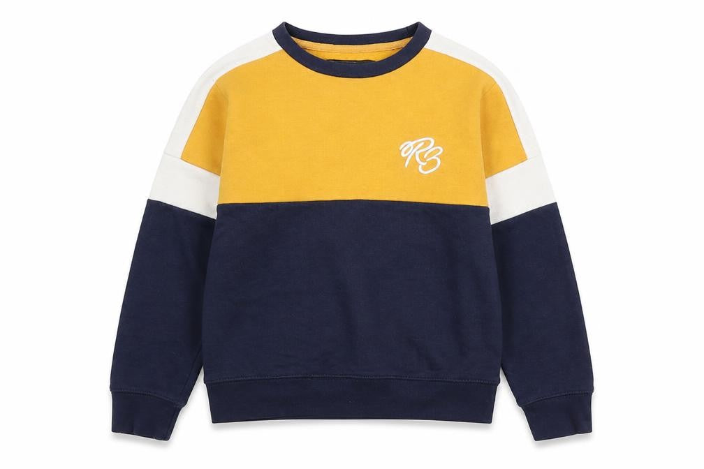 Ripstop Boys Yellow Colourblock Pullover Sweatshirt L