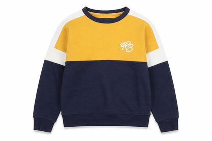 Front view of Ripstop boys’ yellow colourblock pullover sweatshirt l